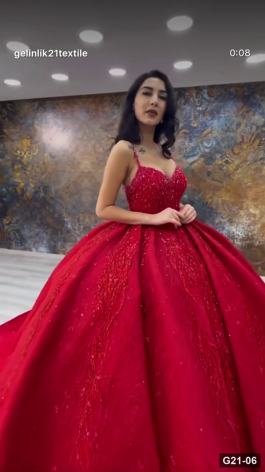 G21-006 Kızıl Kırmızı Prenses Model nişanlık Ana Temiz Kadraj