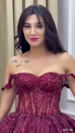 G21-030 Bordo Prenses Model nişanlık Ana Temiz Kadraj