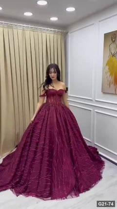 G21-074 Bordo Prenses Model nişanlık Ana Temiz Kadraj