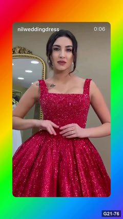 G21-076 Kızıl Kırmızı Prenses Model nişanlık Ana Temiz Kadraj
