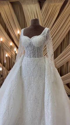 G21-083A - Fildişi Dantel Prenses Model gelinlik - Gelinlik21