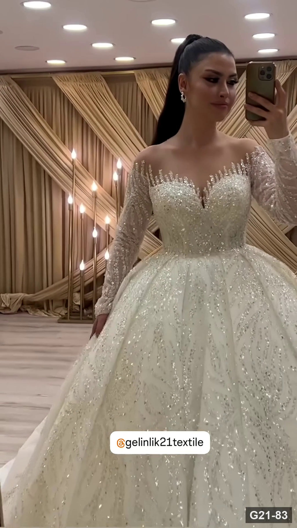 G21-083 Fildişi Prenses Model gelinlik Ana Temiz Kadraj
