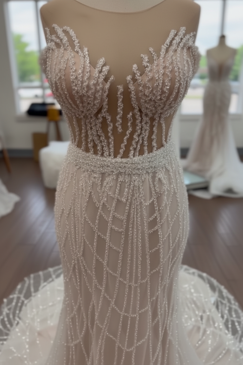 Kristal Cage Balık Kesim gelinlik
