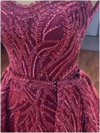 G21-118 Bordo Düz Kesim Dantel nişanlık