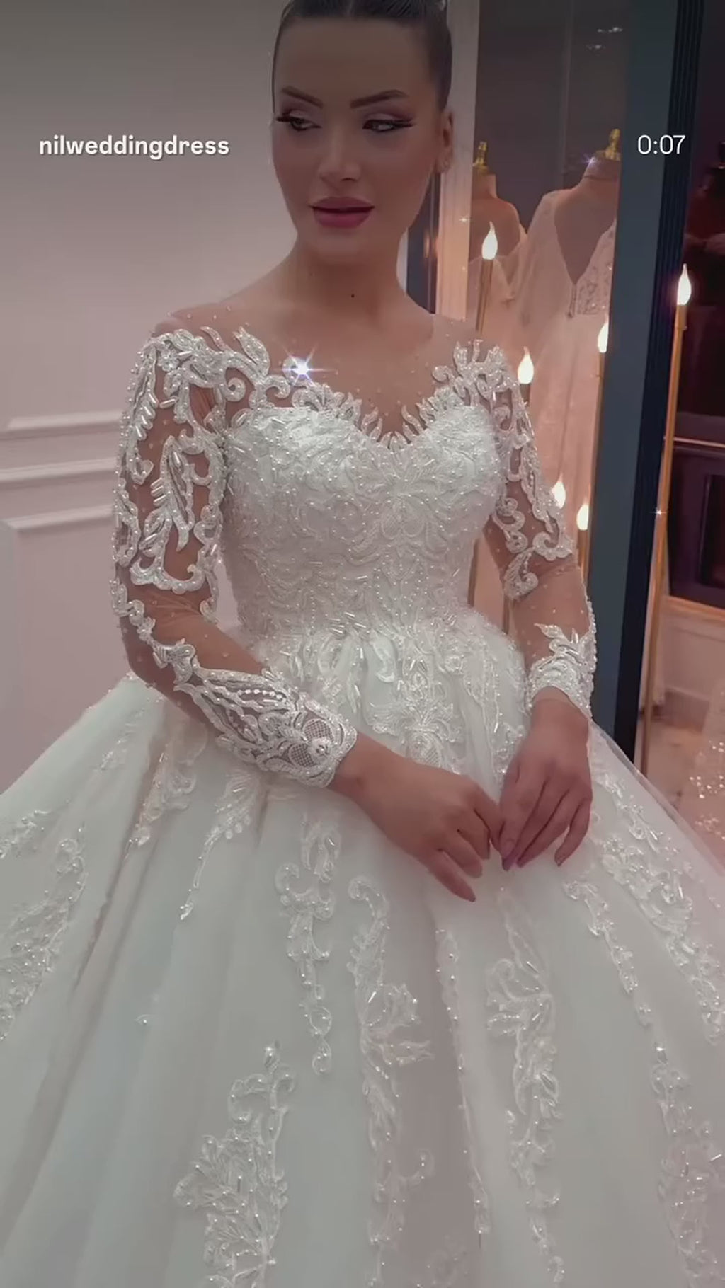 G21-101 Fildişi Prenses Model Dantel gelinlik ve Şapel Kuyruk