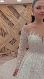 G21-113 Fildişi Prenses Model Dantel gelinlik ve Şapel Kuyruk