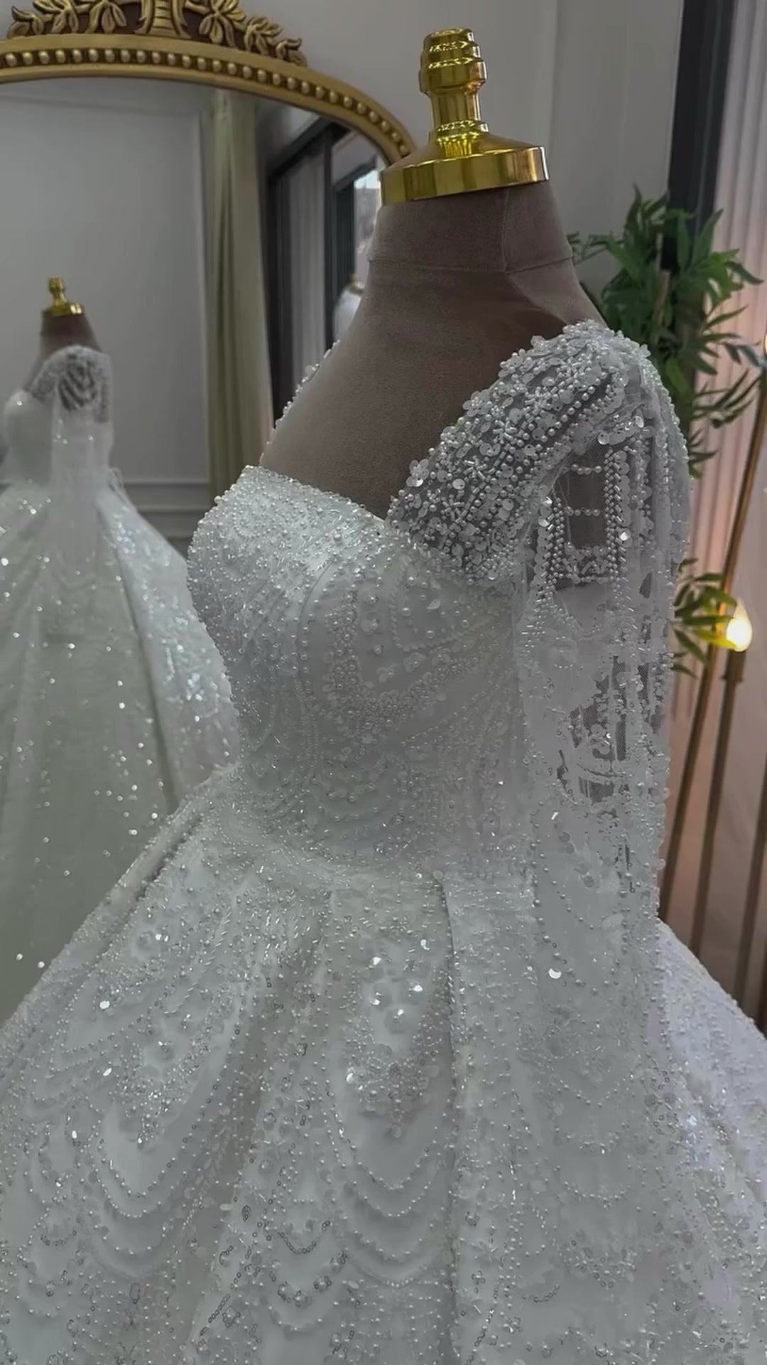 G21-107 Fildişi Prenses Model Dantel gelinlik ve Şapel Kuyruk