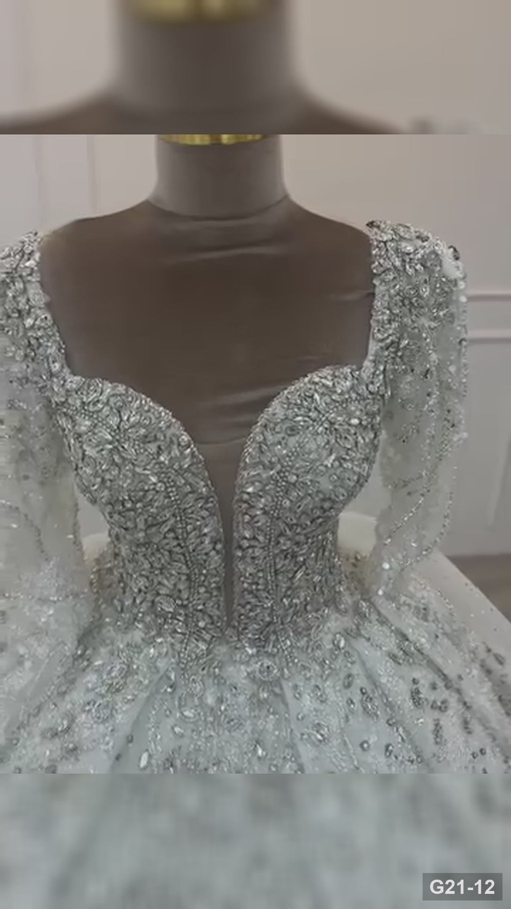 G21-012 Fildişi Prenses Model Dantel gelinlik ve Şapel Kuyruk