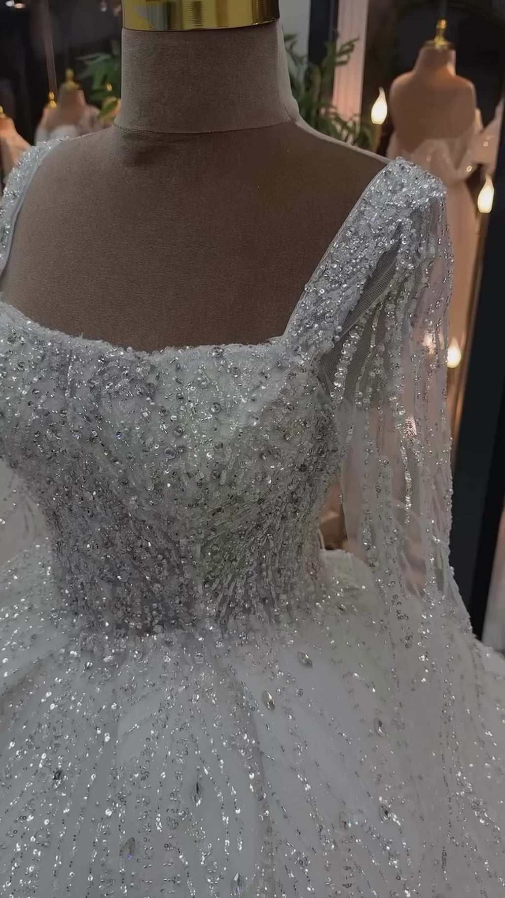 G21-105 Fildişi Prenses Model Dantel gelinlik ve Şapel Kuyruk